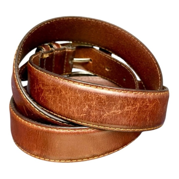 Remo Tulliani Classic Brown Leather Belt Size 44, Men's Brown Leather Belt - Picture 4 of 10